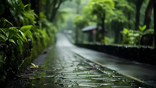 Water, Water resources, Leaf, Green, Plant, Road surface, Wood, Natural landscape, Terrestrial plant, Watercourse, Biome, Grass, Tree, Trunk, Woody plant, Thoroughfare, Morning, Flooring, Landscape, Road