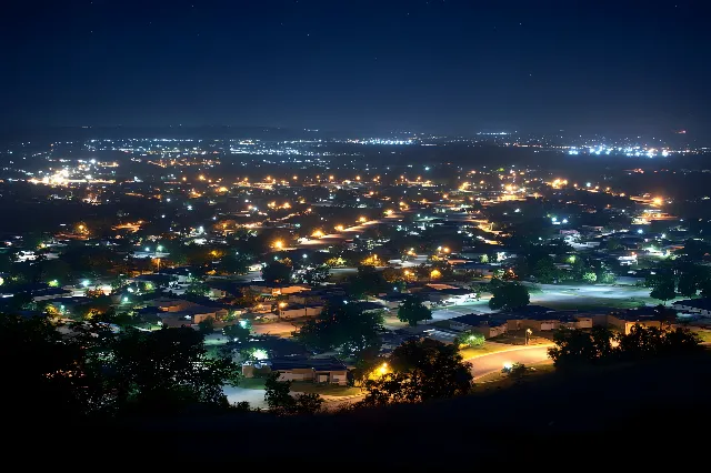 Nature, Night, Residential area, Landscape, Electricity, Midnight, Suburb, Bird's-eye view, Darkness, Aerial photography, Evening, Dusk, Hinterland