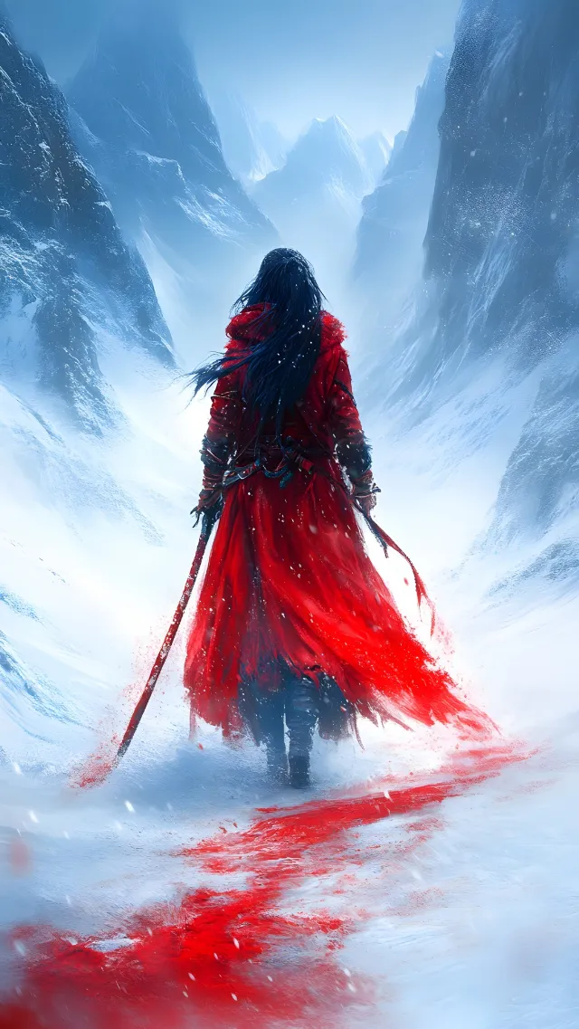 Red, Fictional character, CG artwork, Costume, Winter, Cloak, Film, Animation, Fiction, Anime, Costume design, Cosplay, Snow