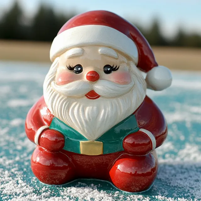 Head, Beard, Human body, Santa claus, Facial hair, Tree, Christmas, Holiday, Event, Fictional character, Happy, Art, Lawn ornament, Christmas eve, Moustache, Carmine, Figurine, Interior design, Souvenir, Ornament