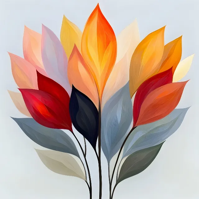 Red, Orange, Modern art, Paint, Design, Graphics, Watercolor painting, Tulip, Acrylic paint, Art Paint, Lilies