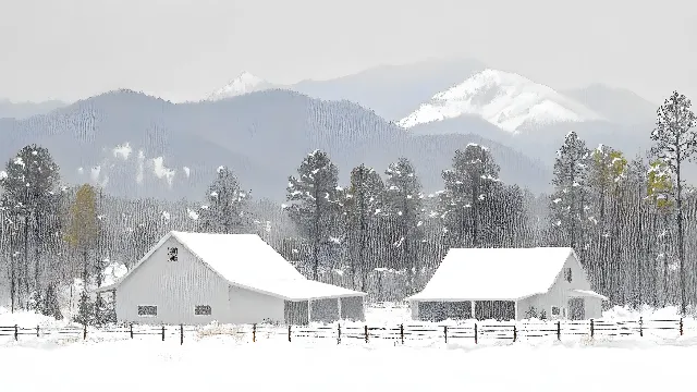 Snow, Winter, Cottage, House, Home, Freezing, Hill station, Roof, Mountain range, Glacial landform, Slope, Shed, Sugar shack, Larch, Frost, Village, Alps, Barn, Precipitation, Hut