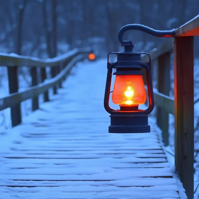 Street light, Automotive lighting, Snow, Lamp, Wood, Mode of transport, Lantern, Tree, Freezing, Electricity, Gas, Sky, Tints and shades, Heat, Electric blue, Headlamp, Security lighting, Road, Winter, signaling device