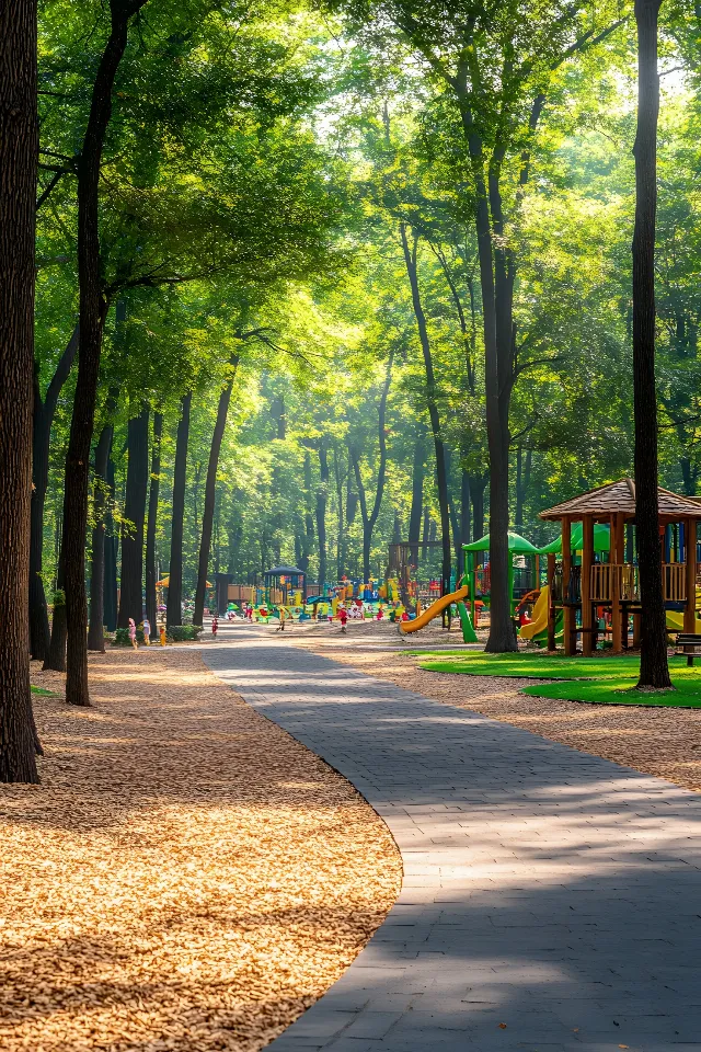 Tree, Leaf, Wood, Public space, Recreation, Shade, Trunk, Grove, Spring, Woodland, Park, Leisure, Sunlight, Walkway, Trail, Vacation, Path, Temperate broadleaf and mixed forest, Northern hardwood forest, State park