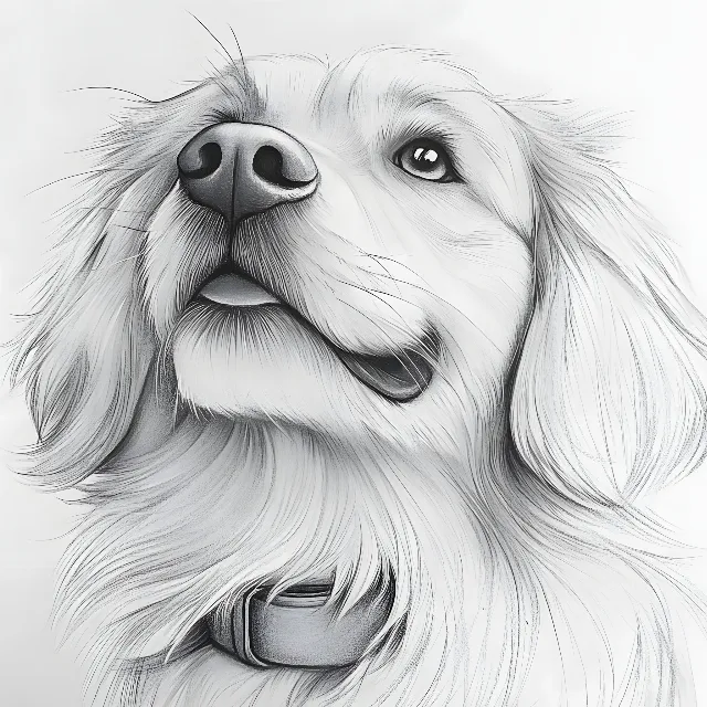 Dog, Vertebrate, Snout, Carnivores, Line art, Retriever, Canidae, Sketch, Gun dog, Golden Retriever, Whiskers