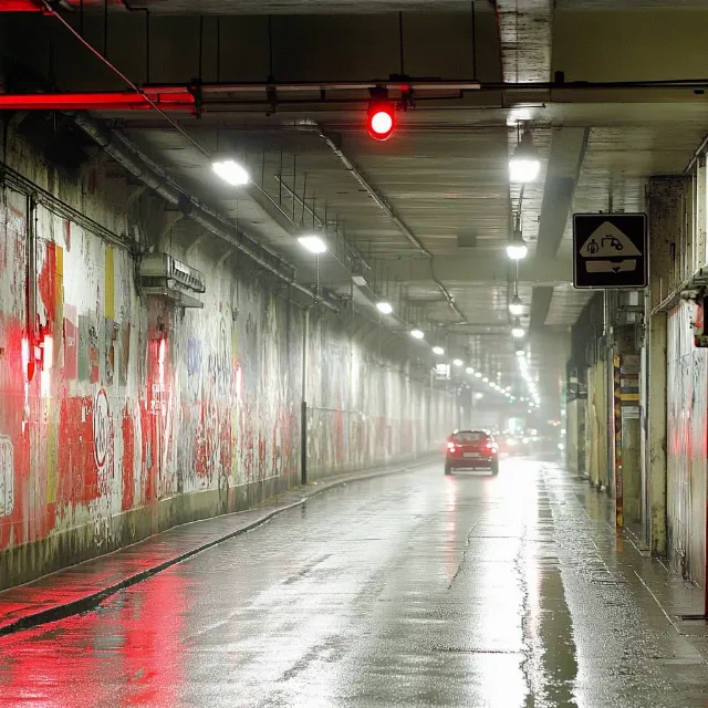 Road surface, Road, Thoroughfare, Electricity, Concrete, Subway, Electrical Supply, Tunnel, Steel, Light fixture