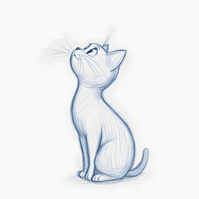 Cat, Felidae, Vertebrate, Felinae, Facial expression, Whiskers, Snout, Drawing, Cartoon, Line art, Tail, Illustration, Sketch, Graphics, Animation, Animated cartoon