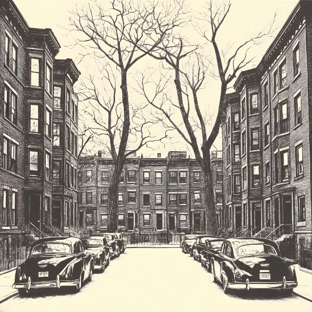 Neighbourhood, Apartment, Black and white, Symmetry, Antique car, City car, Classic car, Kit car