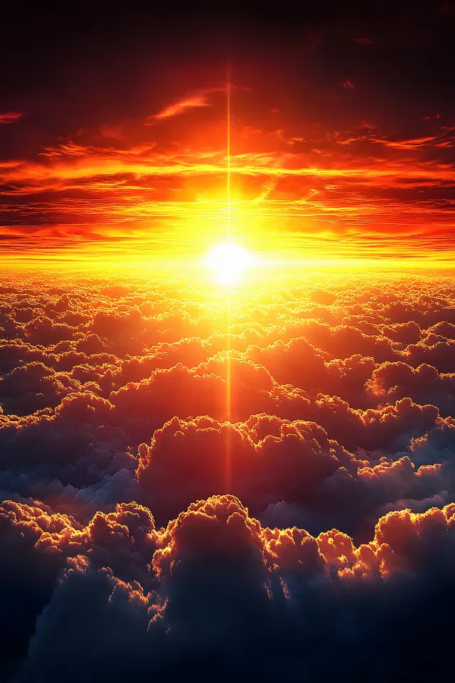 Sun, Cloud, Afterglow, Red, Orange, Sunset, Yellow, Sunrise, Horizon, Astronomical object, Dusk, Red sky at morning, Sunlight, Evening, Morning, Heat, geological phenomenon, Dawn, Meteorological phenomenon, Cumulus