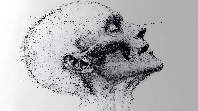 Jaw, Bone, Facial expression, Drawing, Black and white, Sketch, Skull, Human anatomy, Illustration, Line art, Figure drawing, Graphics, Self-portrait, Wrinkle