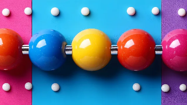 Blue, Red, Yellow, Orange, Plastic, Sphere, Ball, Toy, Science, Educational toy, Balance