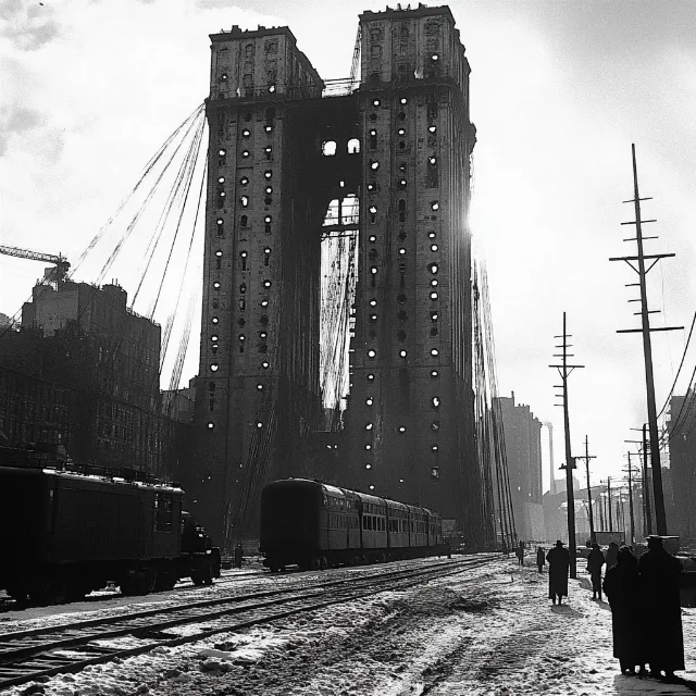 City, Urban area, High-rise building, Monochrome photography, Metropolitan area, Metropolis, Skyscraper, Monochrome, Black and white, Tower, Bridge, Cityscape, Skyline