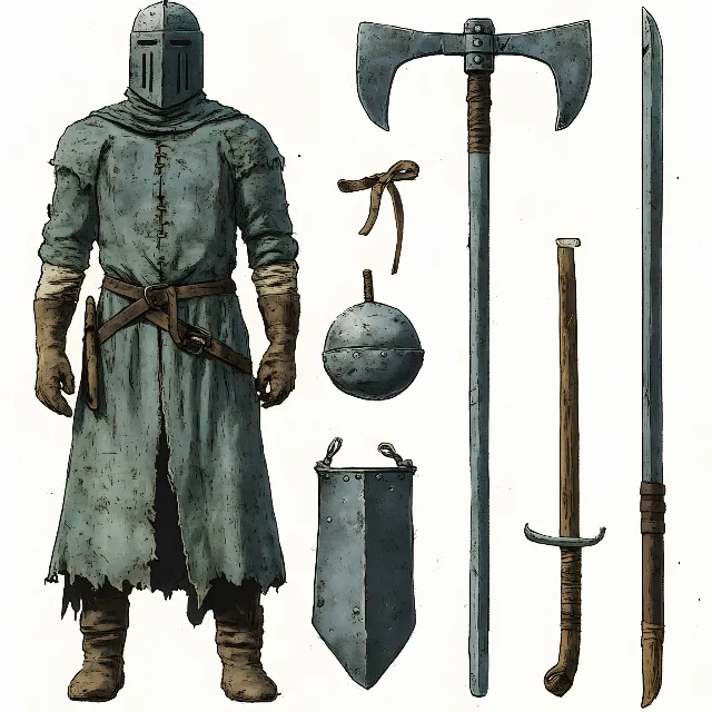 Armour, Knight, Vikings, Sword, Tool, Shield, Breastplate, Axe, Chain mail, Pollaxe