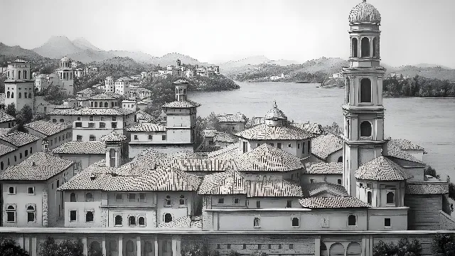 Monochrome photography, Monochrome, Black and white, Turret, Dome, Byzantine architecture, Spire, Palace