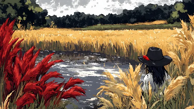 Wetland, Freshwater marsh, Reflection, Watercolor painting, Agriculture, Art Paint, Marsh, Paddy field, Bayou, Pond, Swamp, Acrylic paint