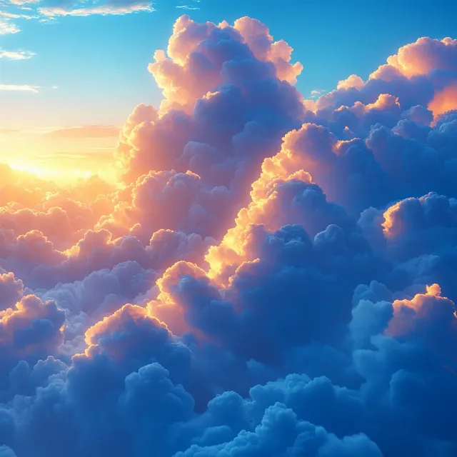 Cloud, Sky, Blue, Daytime, Cumulus, Orange, Meteorological phenomenon, Sunlight, Morning, Afterglow, Dusk, Sunrise, Evening, Sunset, Dawn, Heat, Red sky at morning