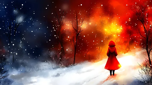 Red, Winter, Precipitation, Star, Graphics, Animation, Astronomical object, Night, Autumn, Snow, CG artwork