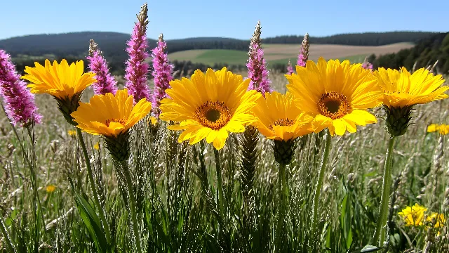 Flower, Petal, Yellow, Green, Plants, Flowering plant, Wildflower, Herbaceous plant, Meadow, Pollen, Field, Plant stem, Forb, Daisy family, Sunflowers, Perennial plant