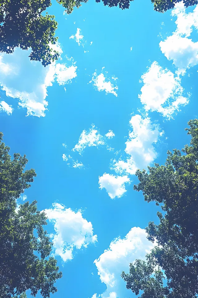 Blue, Sky, Daytime, Nature, Branch, Cloud, Vegetation, Cumulus, Sunlight, Spring, Woody plant, Twig, Meteorological phenomenon, Evergreen