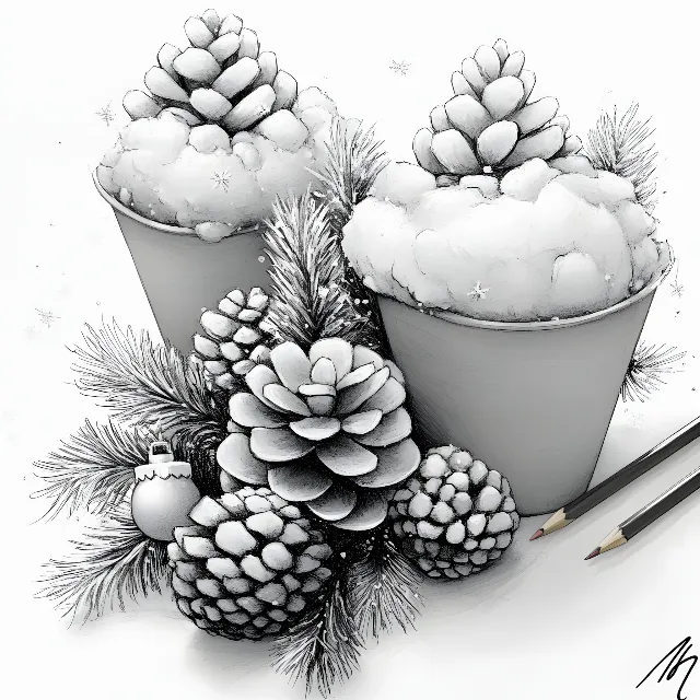 Cut flowers, Conifer cone, Floral design, Conifers, Line art, Pine family, Flower Arranging, Pine, Vase, Fir