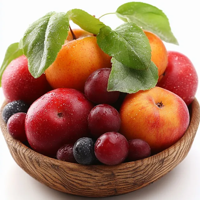 Food, Fruit, Produce, Natural foods, Ingredient, Tableware, Basket, Seedless fruit, Apple, Grape, Peach, Grapefruit, Orange, Citrus, Food group, Pluot, Berry, Superfood, Grapevines, Grapes