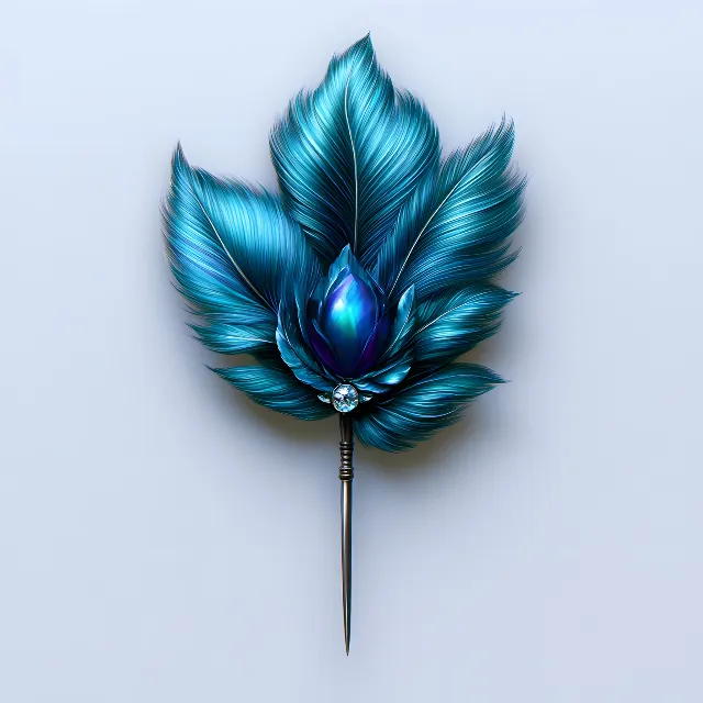 Blue, Feather, Natural material, Silver, Headpiece, Gemstone, Animal product, Brooch